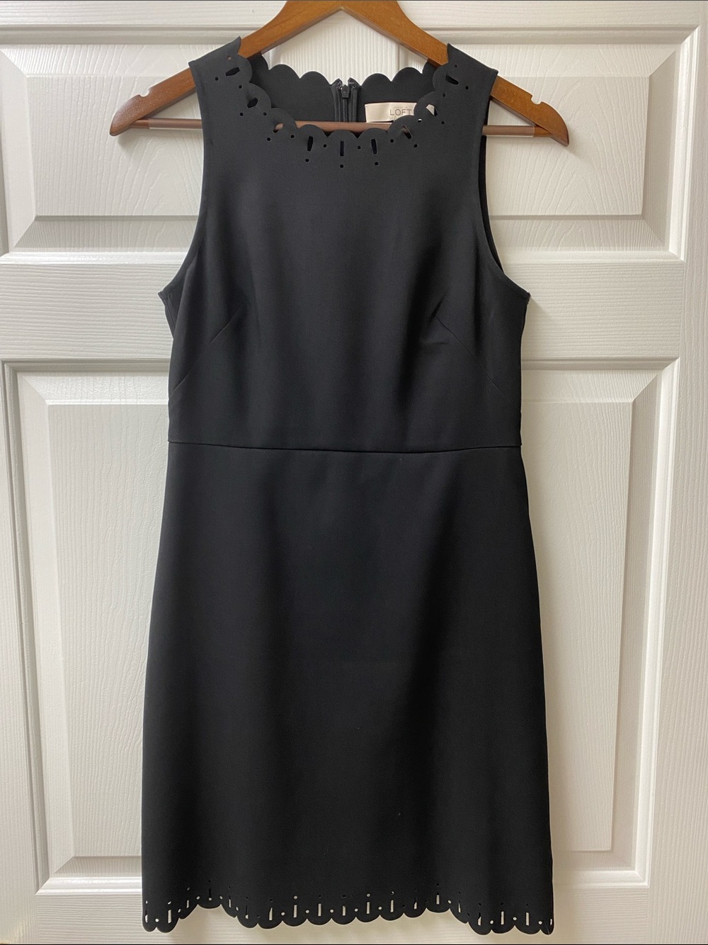 Loft Classic Black Scalloped Sheath Dress
